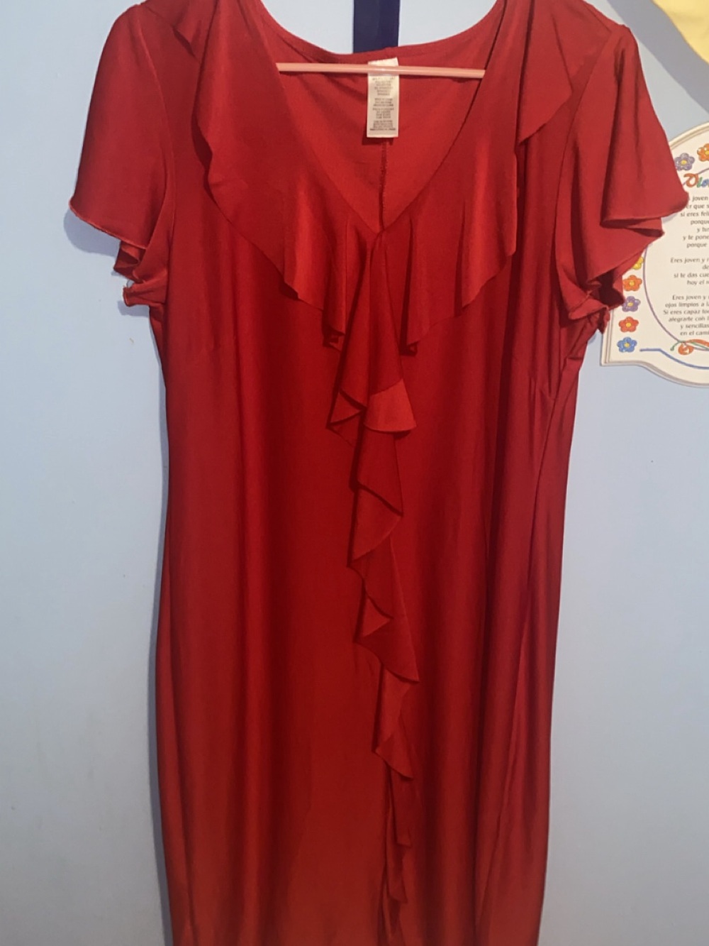 Women's Red Ruffle V-Neck Top